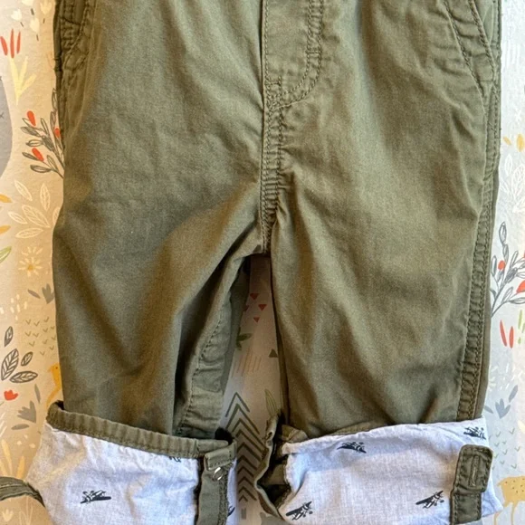 Oshkosh baby B’gosh 24 Month Airplane Lined/ Cuff Army Green Vestbak Overalls - Picture 10 of 15